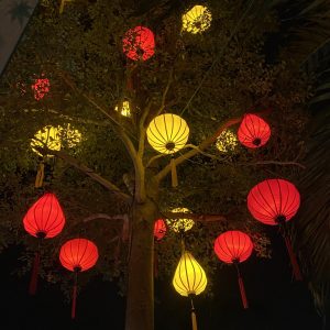 Đèn lồng Hội An treo cây
